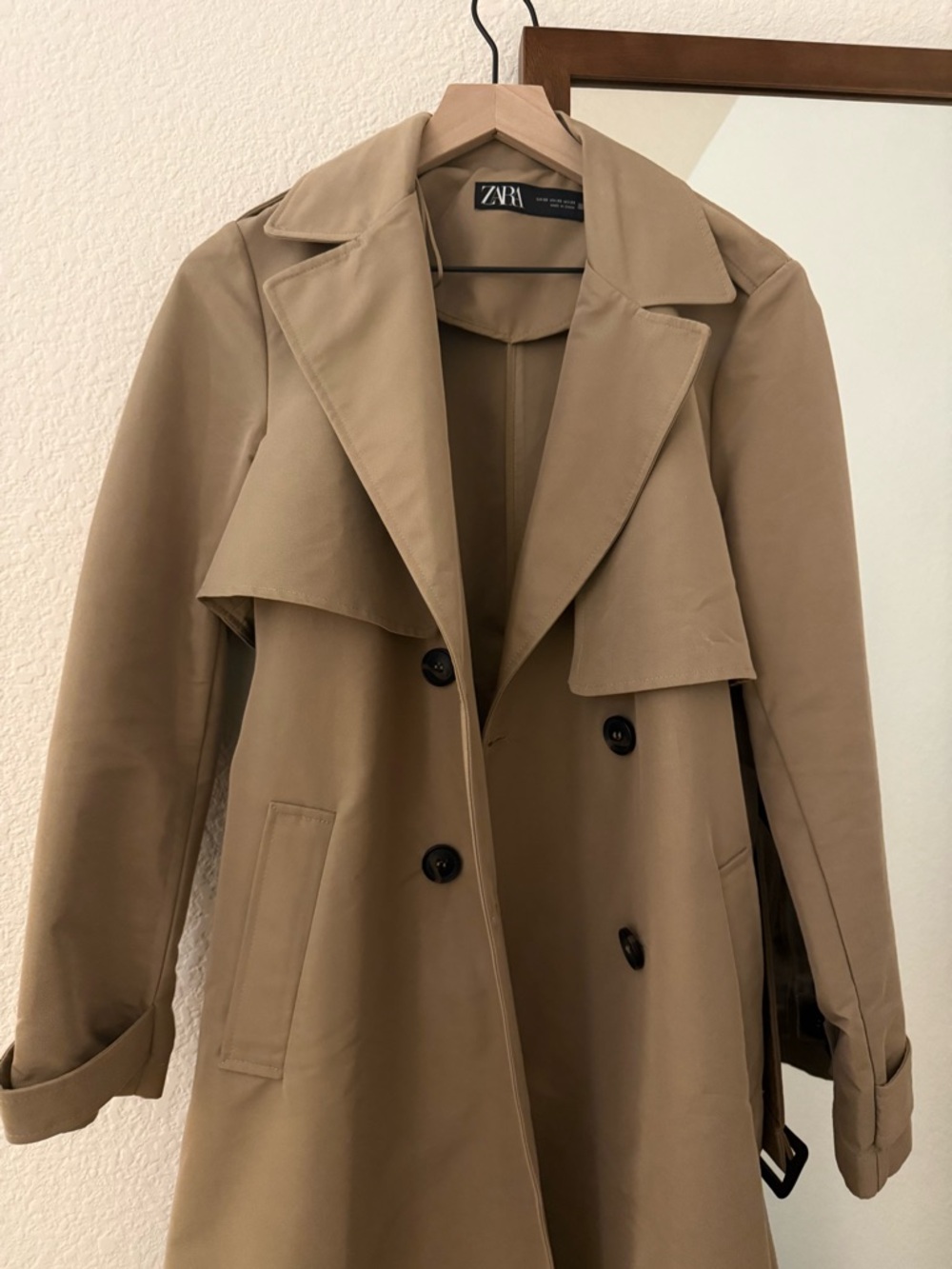 Zara Beige Trench Coat with Double-Breasted Front